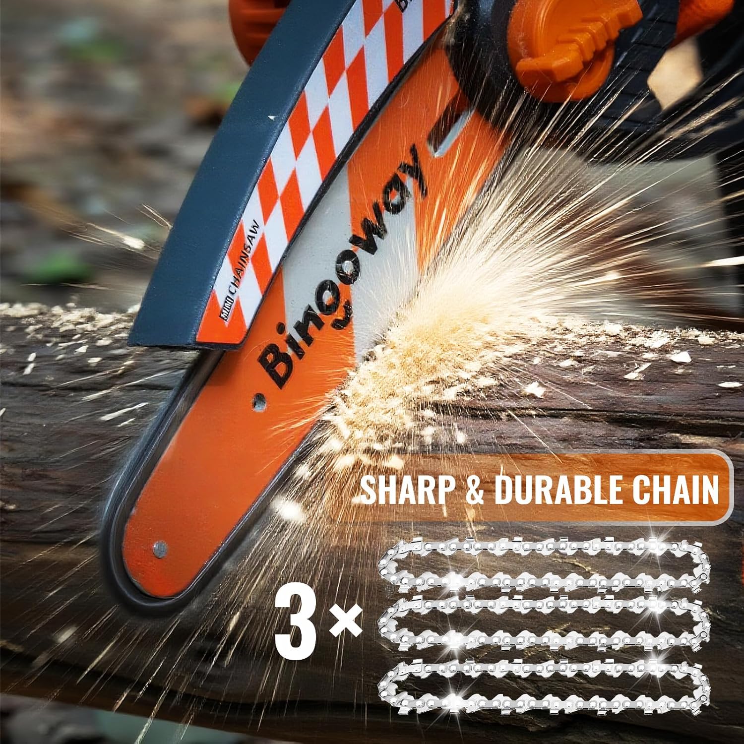 6 Inch Mini Chainsaw Set, 21V Cordless Portable Electric Chain Saw With 2 Packs 2000mah Batteries, 3 Chains, 3 Bars, 1 Charger And Toolbox, for Trimming and Cutting in Courtyard, Garden