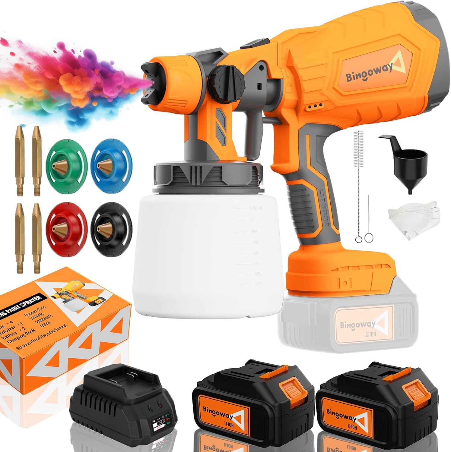 Cordless Paint Sprayer 20V MAX Battery Electric Spray Paint Gun with High Capacity Container Easy to Clean for House Painting