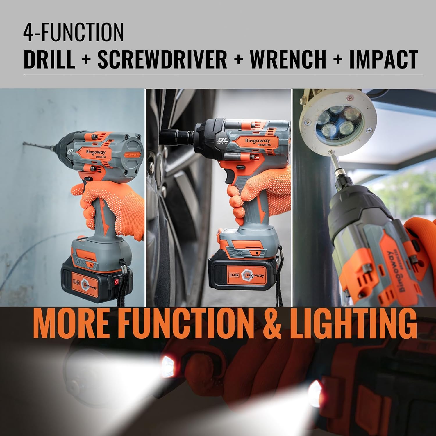 Cordless Impact Wrench 1/2”, 900Ft-Ibs (1200N.m) Electric Brushless Impact Gun, 21V High Torque Impact Driver Variable Speeds with LED Work Light, 2x 4.0Ah Battery, 25 Tool Accessories for Any Tas