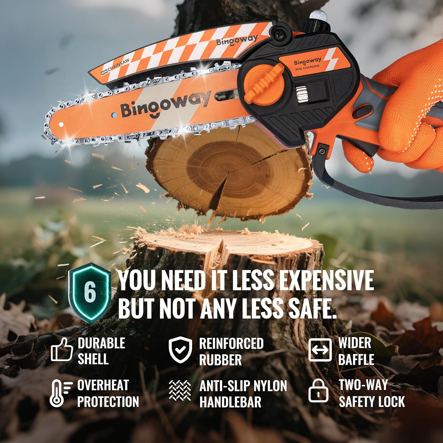 6 Inch Mini Chainsaw Set, 21V Cordless Portable Electric Chain Saw With 2 Packs 2000mah Batteries, 3 Chains, 3 Bars, 1 Charger And Toolbox, for Trimming and Cutting in Courtyard, Garden